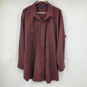 Panhandle Slim Merlot Red Burgundy Long Sleeved Collared Pearl Snap Shirt‎ 19x36